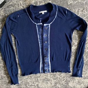 Distressed blue CAbi sweater